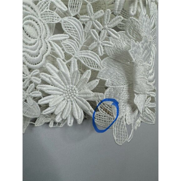 Milly 3D White Floral Embroidered Short‎ Sleeve Cocktail Mini Dress - Picture 9 of 11